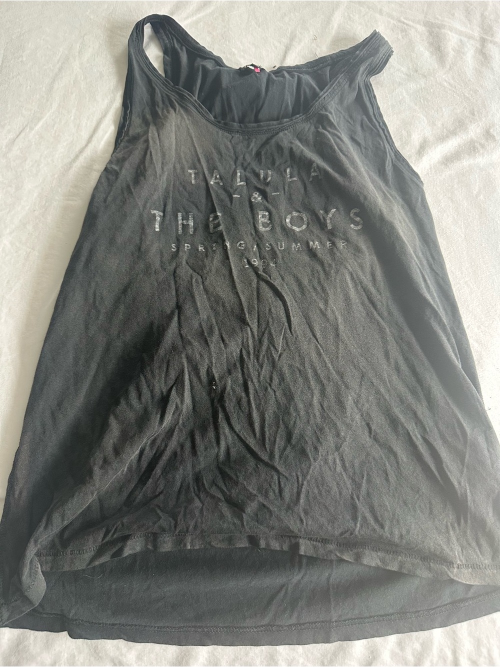 Black Graphic Tank Top - 'Talula & The Boys' Text